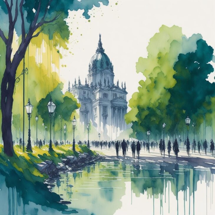 July and August Summer Festival in Madrid - watercolors representing this cultural celebration