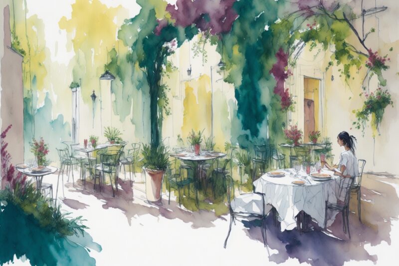 A terrace in Madrid at one of the 15 Most Beautiful Restaurants and Cafés to Experience in Madrid