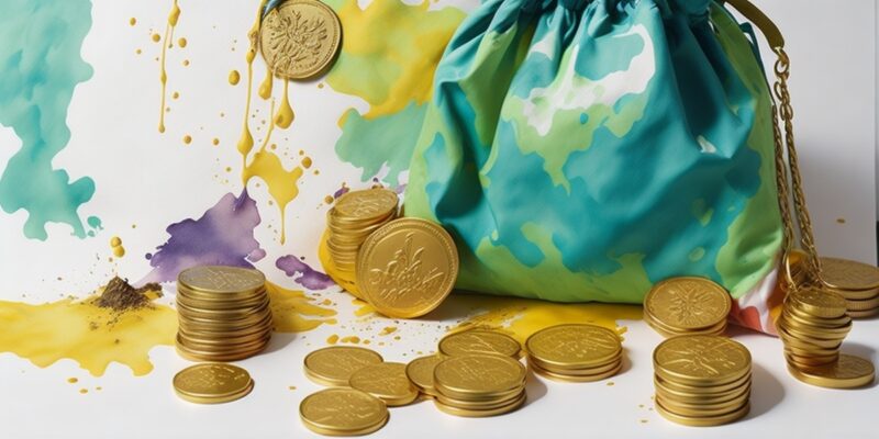 Ba bag of gold coins stands as a symbol for the The Cost of Living in Madrid
